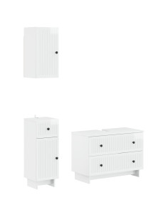 Set di armadietti da bagno in 3 pezzi EDE Bianco Lucido