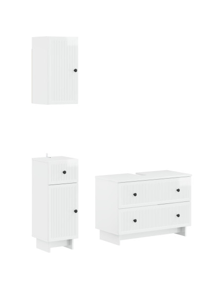 Set di armadietti da bagno in 3 pezzi EDE Bianco Lucido