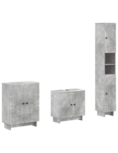 Set di armadietti da bagno in 3 pezzi EDE Grigio Cemento