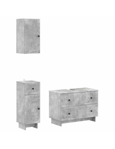 Set di armadietti da bagno in 3 pezzi EDE Grigio Cemento