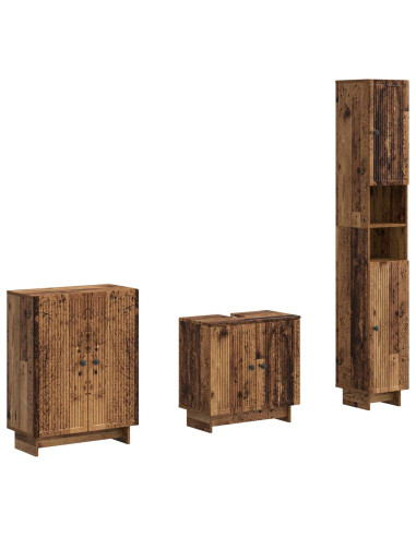 Set di armadietti da bagno in 3 pezzi EDE Legno antico