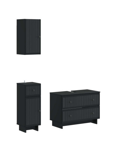Set di armadietti da bagno in 3 pezzi EDE Nero
