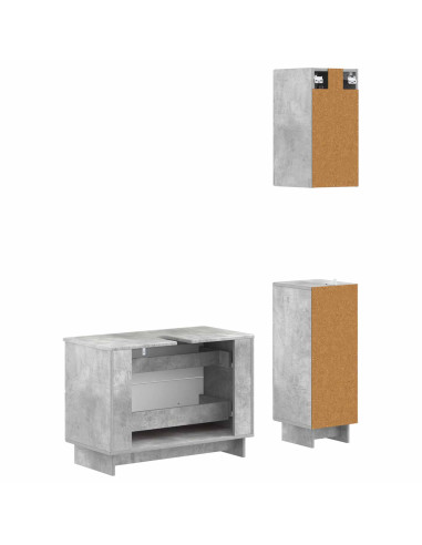 Set di armadietti da bagno in 3 pezzi EDE Grigio Cemento