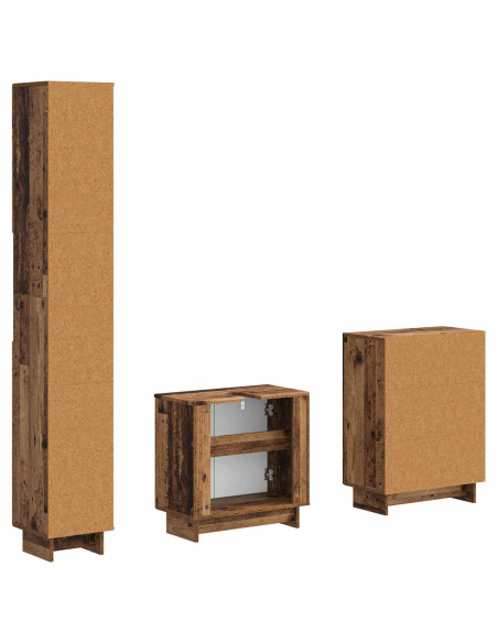 Set di armadietti da bagno in 3 pezzi EDE Legno antico