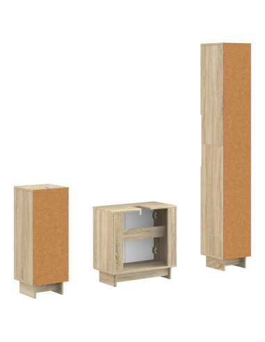 Set di armadietti da bagno in 3 pezzi EDE Legno ingegnerizzato