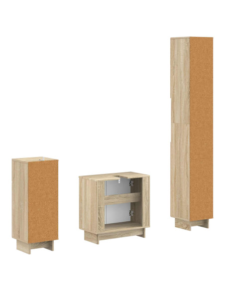 Set di armadietti da bagno in 3 pezzi EDE Legno ingegnerizzato