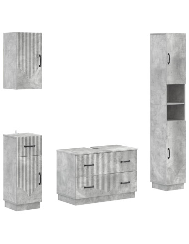 Set di Mobili da Bagno da 4 Pezzi HOORN Grigio Cemento