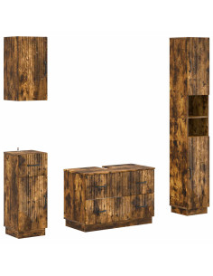 Set di Mobili da Bagno da 4 Pezzi HOORN Rovere Fumo