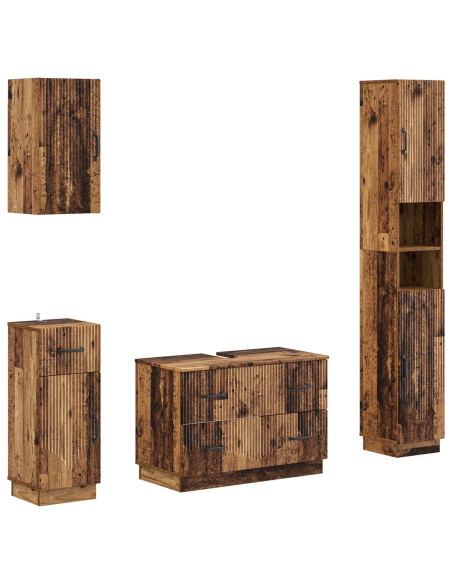 Set di Mobili da Bagno da 4 Pezzi HOORN Legno antico