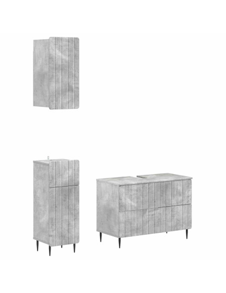 Set di armadietti da bagno in 3 pezzi ZWOLLE Grigio Cemento