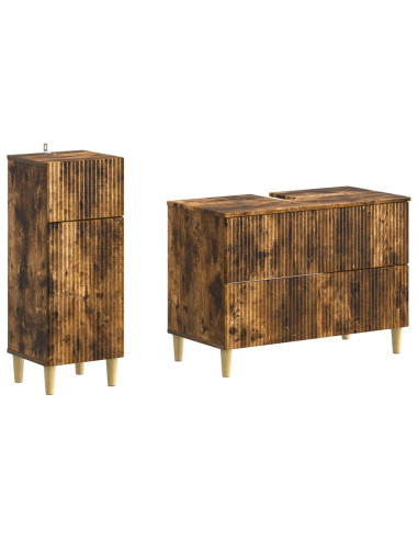 Set di Armadi da Bagno da 2 Pezzi ARNHEM Rovere Fumo