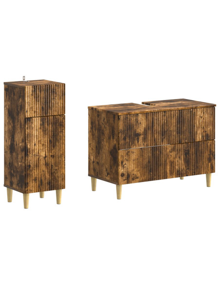 Set di Armadi da Bagno da 2 Pezzi ARNHEM Rovere Fumo