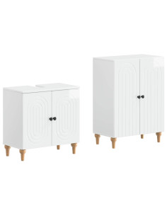Set di Armadi da Bagno da 2 Pezzi ALKMAAR Bianco Lucido