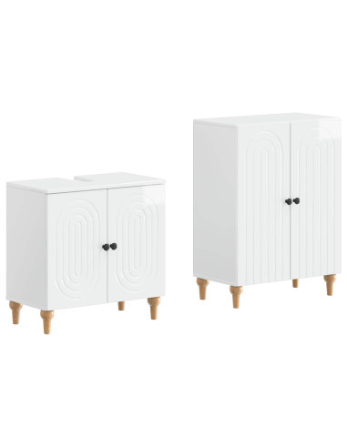 Set di Armadi da Bagno da 2 Pezzi ALKMAAR Bianco Lucido