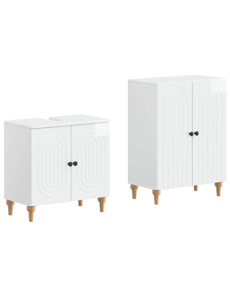 Set di Armadi da Bagno da 2 Pezzi ALKMAAR Bianco Lucido