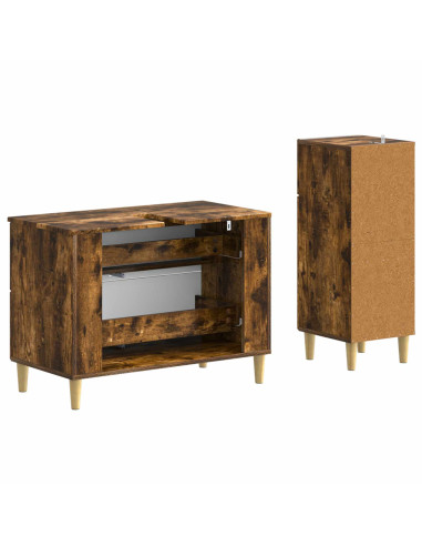 Set di Armadi da Bagno da 2 Pezzi ARNHEM Rovere Fumo