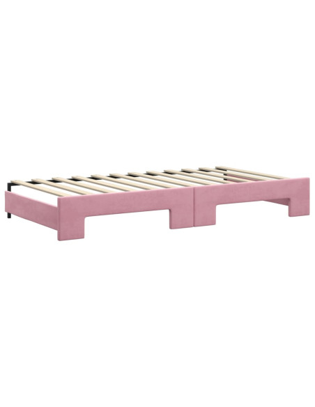 Divano Letto Estraibile con Cassetti Rosa 100x200 cm Velluto