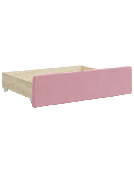 Divano Letto Estraibile con Cassetti Rosa 100x200 cm Velluto