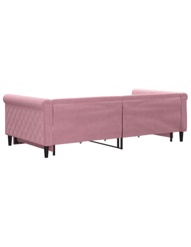 Divano Letto Estraibile con Cassetti Rosa 100x200 cm Velluto