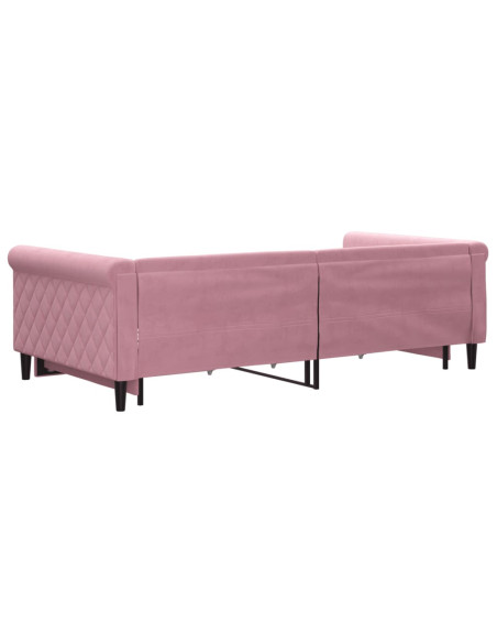 Divano Letto Estraibile con Cassetti Rosa 100x200 cm Velluto