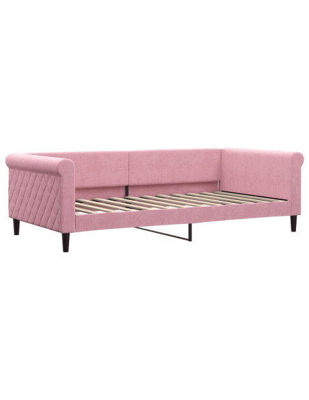 Divano Letto Estraibile con Cassetti Rosa 100x200 cm Velluto