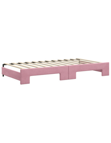 Divano Letto Estraibile con Materassi Rosa 100x200 cm Velluto