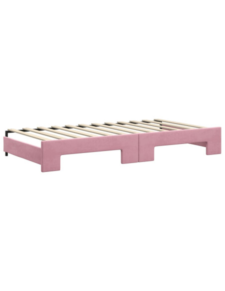 Divano Letto Estraibile con Materassi Rosa 100x200 cm Velluto