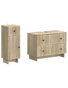 Set di Armadi da Bagno da 2 Pezzi EDE Rovere Sonoma