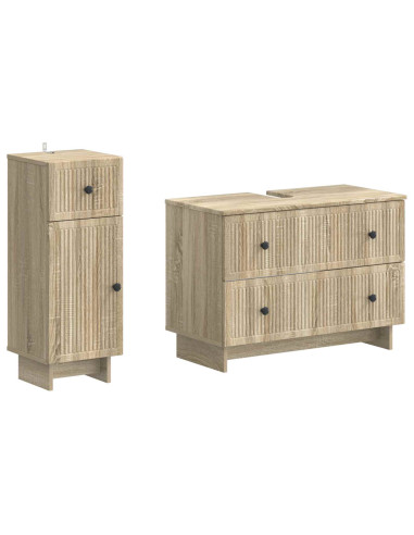 Set di Armadi da Bagno da 2 Pezzi EDE Rovere Sonoma