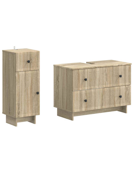 Set di Armadi da Bagno da 2 Pezzi EDE Rovere Sonoma