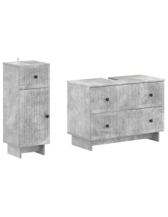 Set di Armadi da Bagno da 2 Pezzi EDE Grigio Cemento