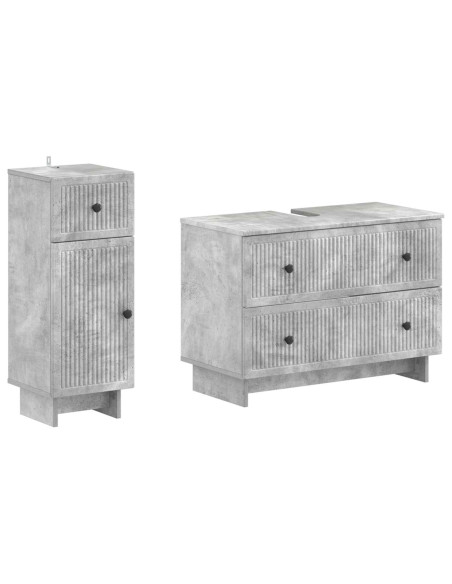 Set di Armadi da Bagno da 2 Pezzi EDE Grigio Cemento