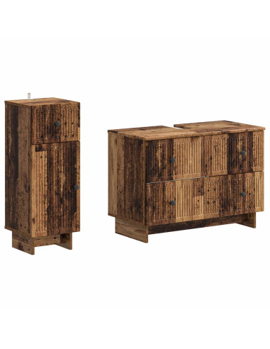 Set di Armadi da Bagno da 2 Pezzi EDE Legno antico
