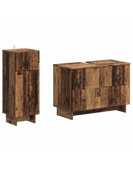Set di Armadi da Bagno da 2 Pezzi EDE Legno antico