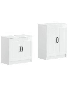 Set di Armadi da Bagno da 2 Pezzi UTRECHT Bianco Lucido