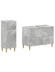 Set di Armadi da Bagno da 2 Pezzi ARNHEM Grigio Cemento