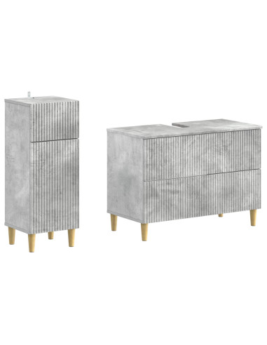 Set di Armadi da Bagno da 2 Pezzi ARNHEM Grigio Cemento
