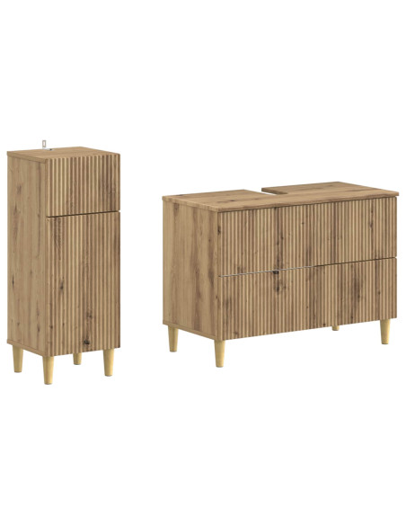 Set di Armadi da Bagno da 2 Pezzi ARNHEM Rovere Artigianale