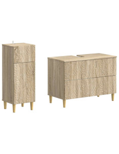 Set di Armadi da Bagno da 2 Pezzi DELFT Rovere Sonoma