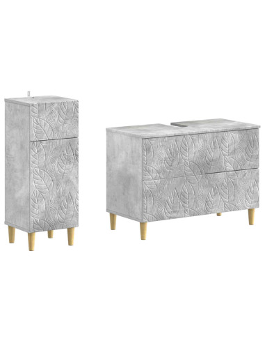 Set di Armadi da Bagno da 2 Pezzi DELFT Grigio Cemento