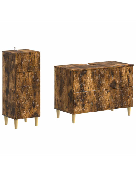 Set di Armadi da Bagno da 2 Pezzi DELFT Rovere Fumo