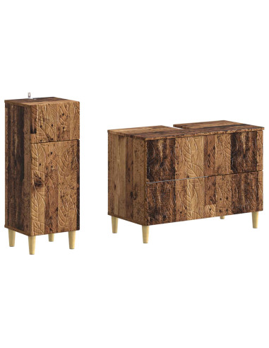 Set di Armadi da Bagno da 2 Pezzi DELFT Legno antico