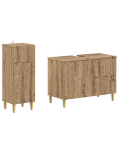 Set di Armadi da Bagno da 2 Pezzi DELFT Rovere Artigianale