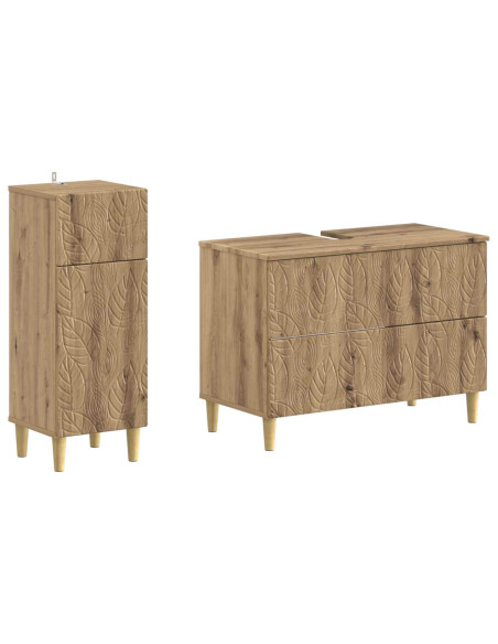 Set di Armadi da Bagno da 2 Pezzi DELFT Rovere Artigianale
