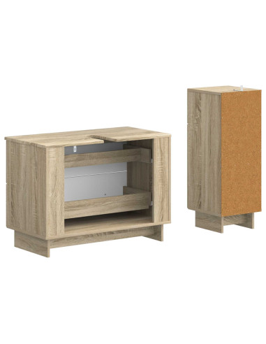 Set di Armadi da Bagno da 2 Pezzi EDE Rovere Sonoma