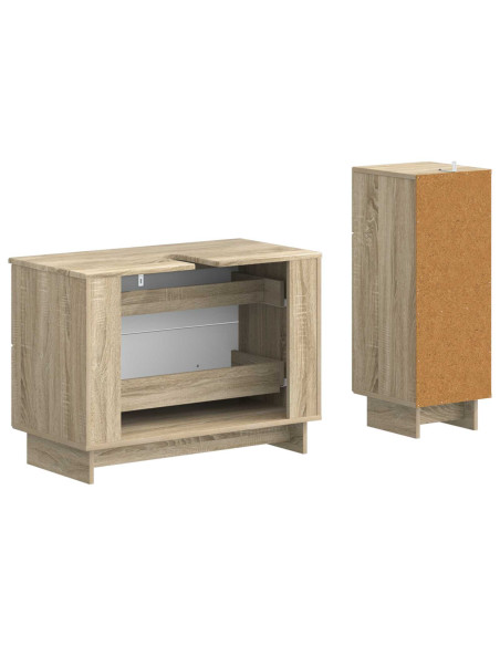 Set di Armadi da Bagno da 2 Pezzi EDE Rovere Sonoma