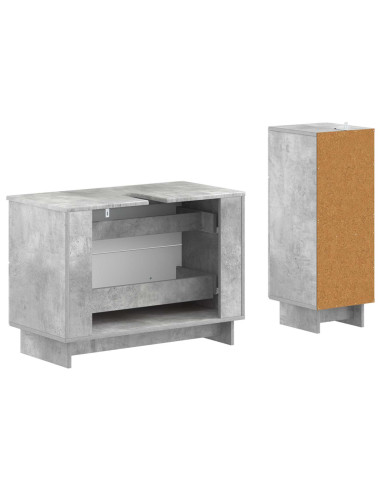 Set di Armadi da Bagno da 2 Pezzi EDE Grigio Cemento