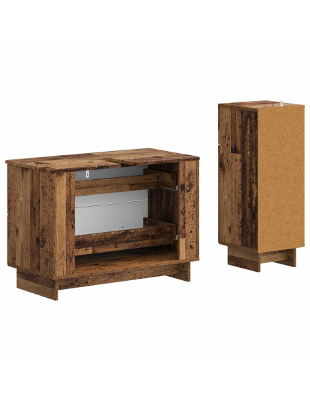 Set di Armadi da Bagno da 2 Pezzi EDE Legno antico