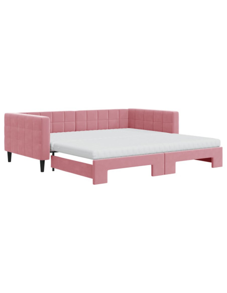 Divano Letto Estraibile con Materassi Rosa 100x200 cm Velluto