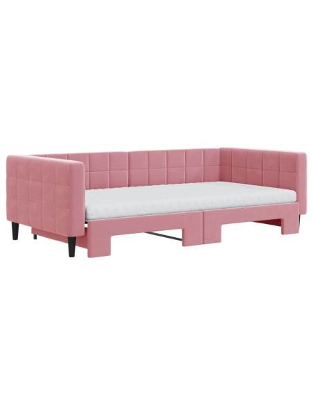 Divano Letto Estraibile con Materassi Rosa 100x200 cm Velluto